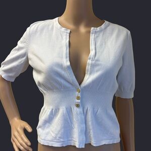 White Elegant Button-Up Women's Top